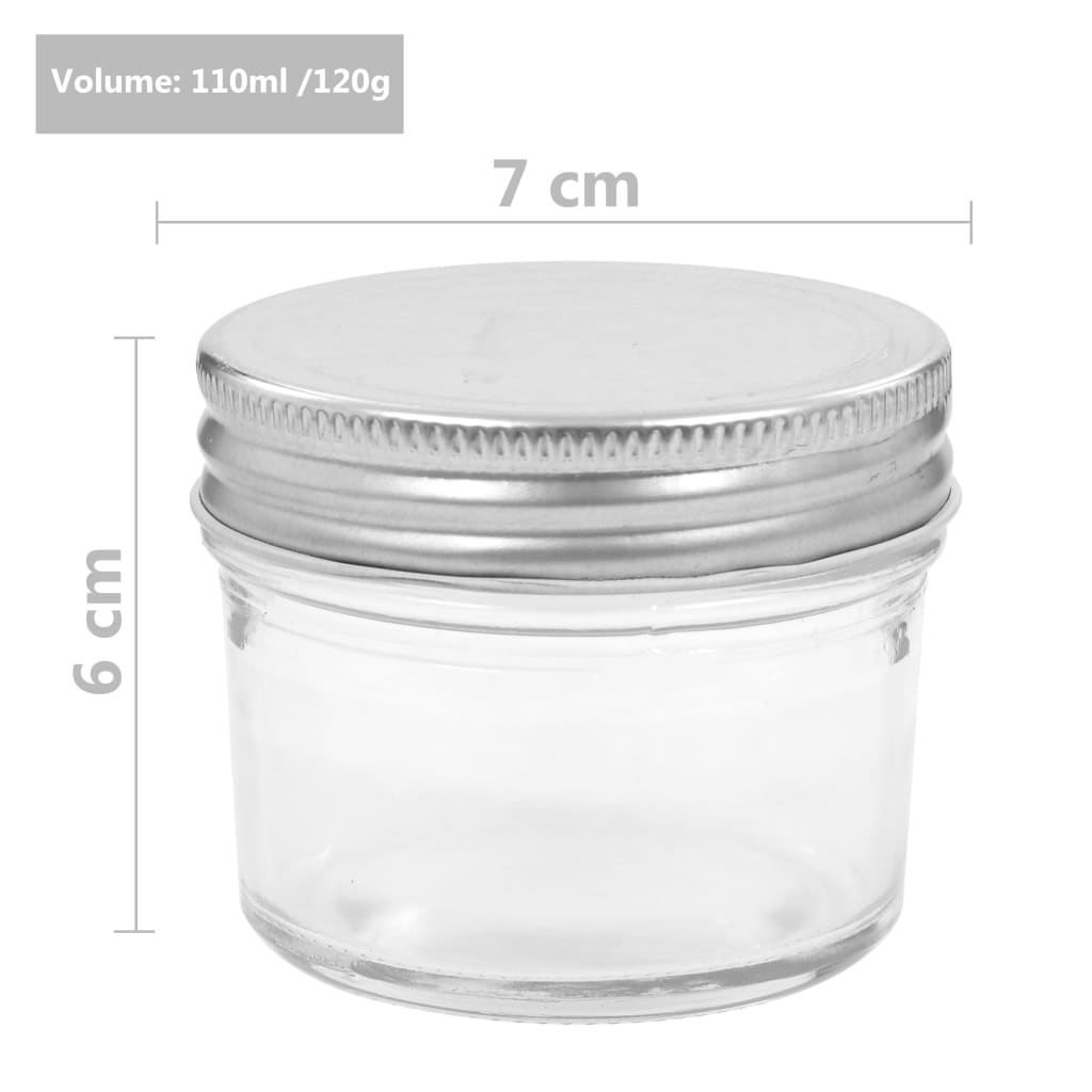 vidaXL 24 db 110 ml-es befőttesüveg ezüstszínű tetővel