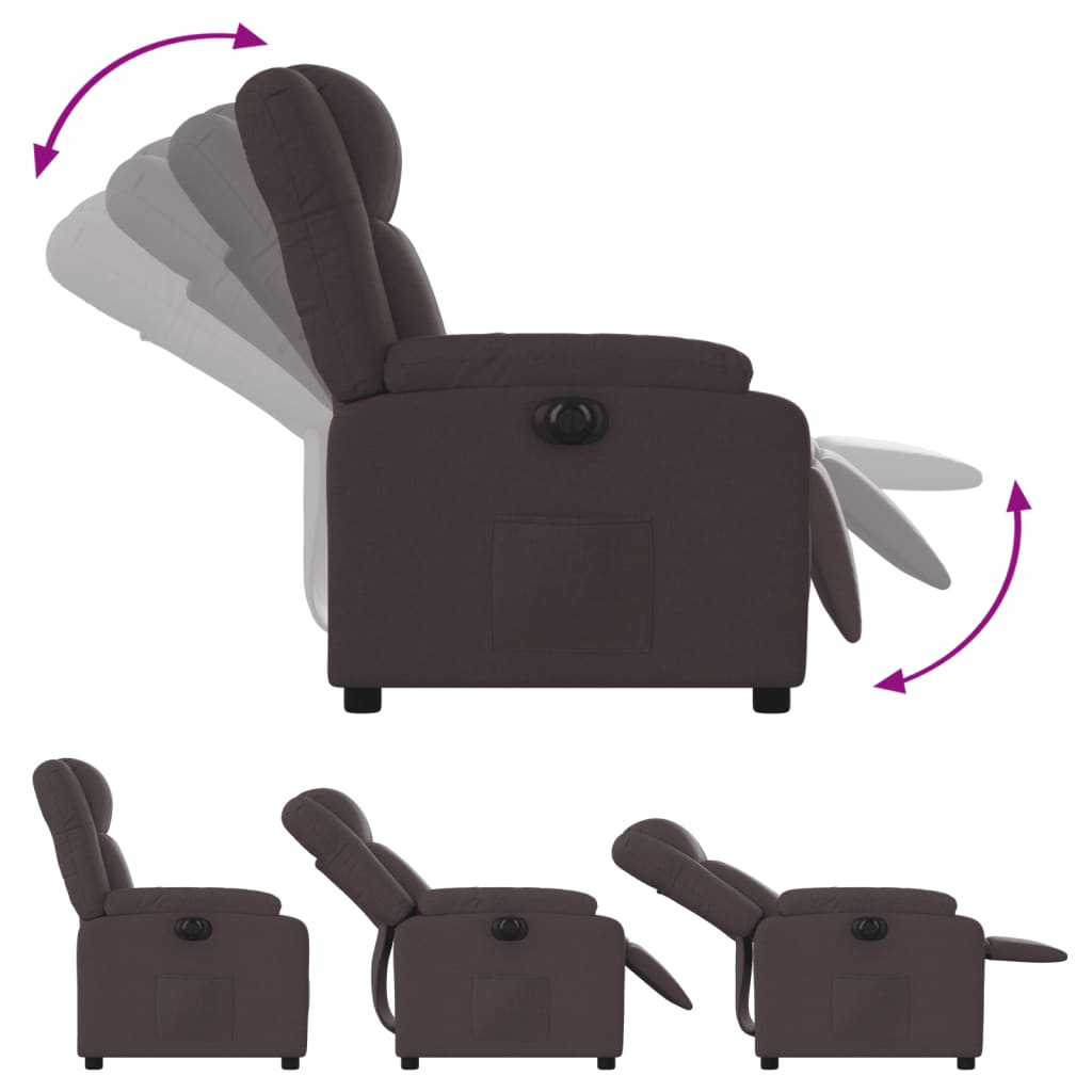 vidaXL sötétbarna szövet elektromos dönthető fotel