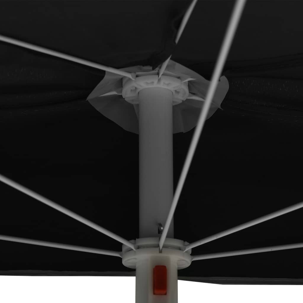 vidaXL fekete félköríves napernyő rúddal 180 x 90 cm