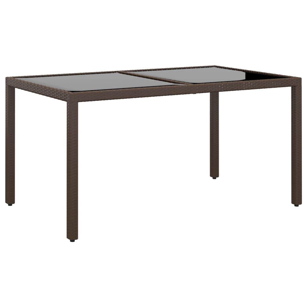 vidaXL barna polyrattan és edzett üveg kerti asztal 150 x 90 x 75 cm