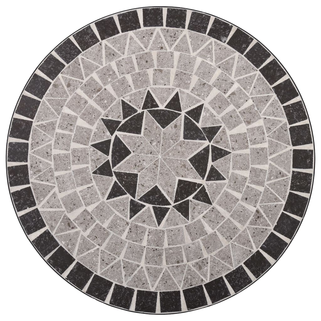 vidaXL 3 részes szürke kerámia mozaikos bisztrószett