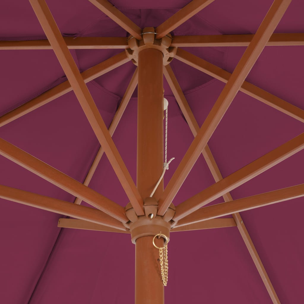 vidaXL bordói vörös kültéri napernyő farúddal, 300 cm átmérőjű