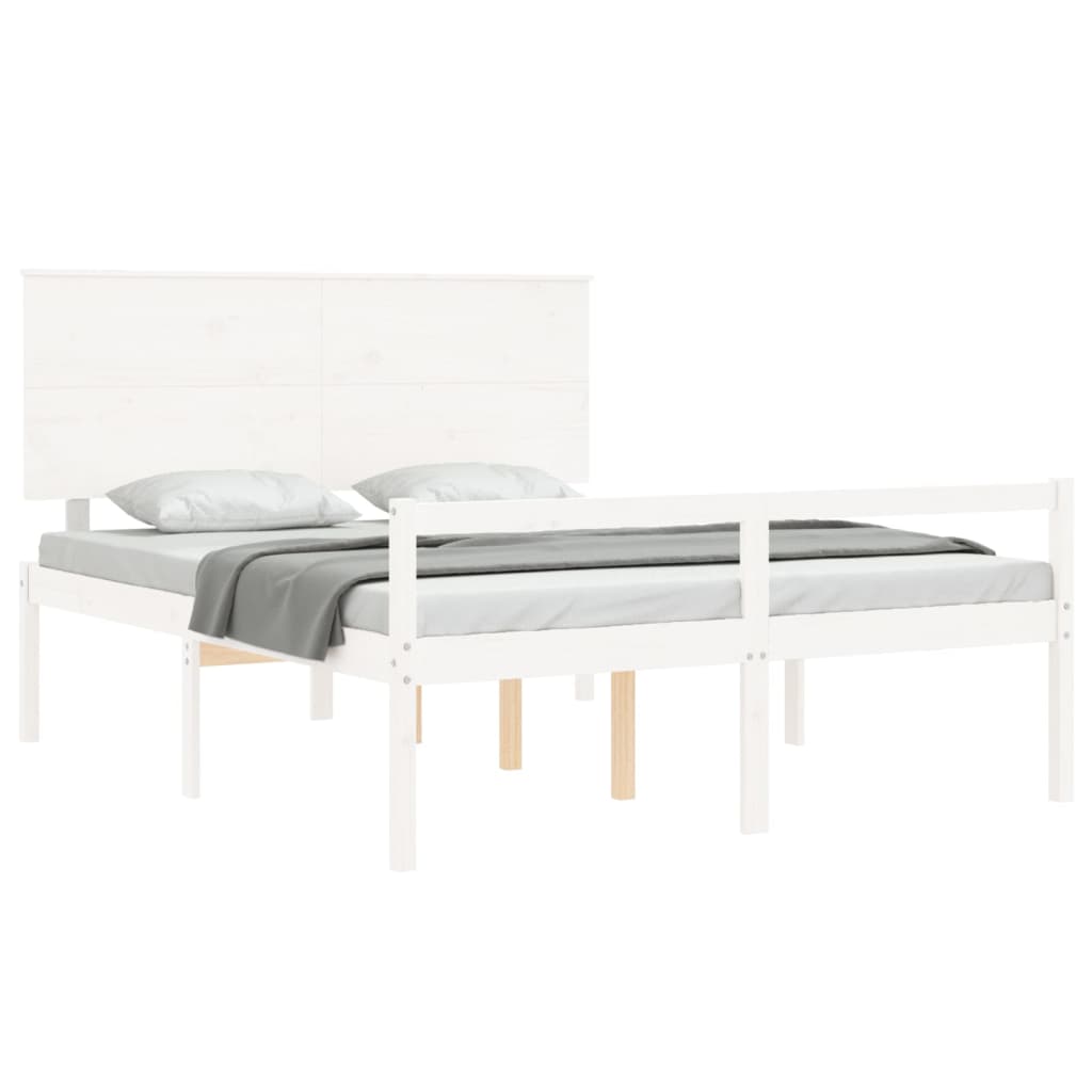vidaXL fehér tömör fa ágy időseknek fejtámlával 160x200 cm