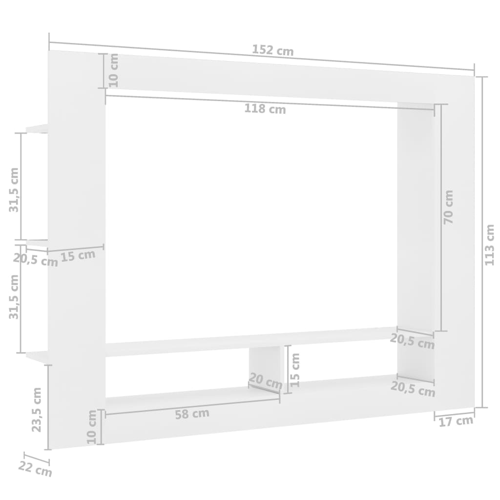 vidaXL fehér forgácslap TV-szekrény 152 x 22 x 113 cm
