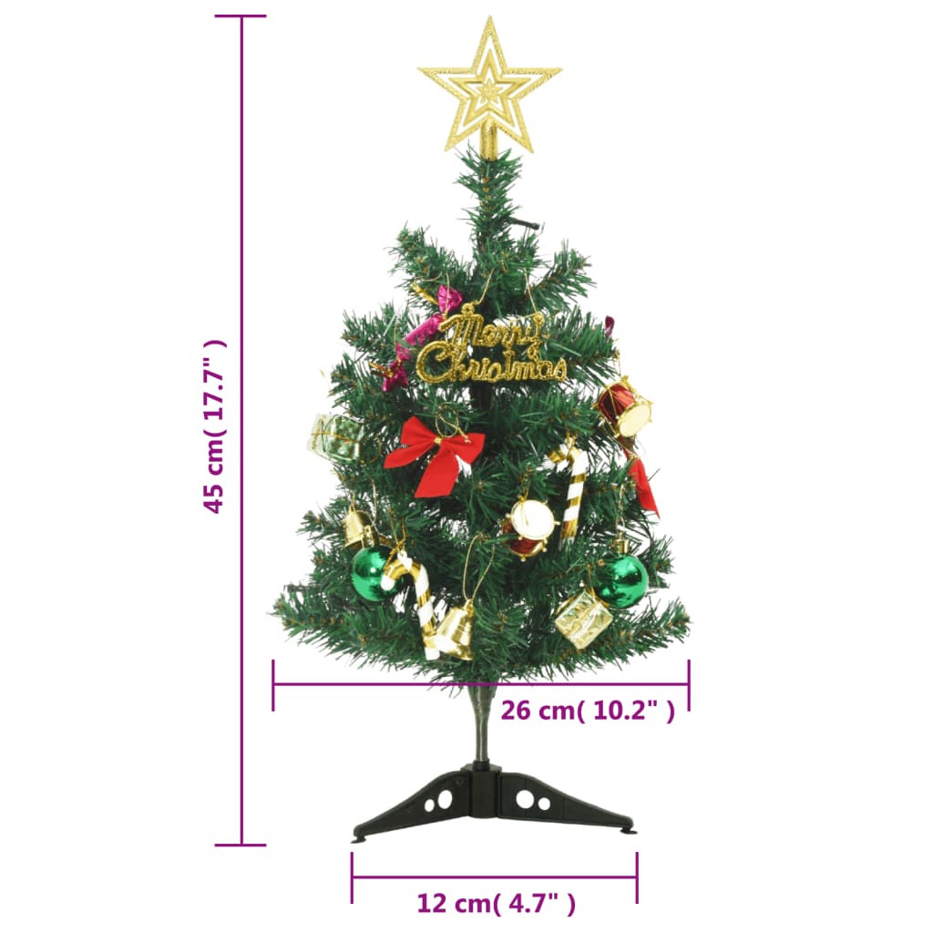 vidaXL zöld megvilágított mini műkarácsonyfa 20 LED-del 45 cm