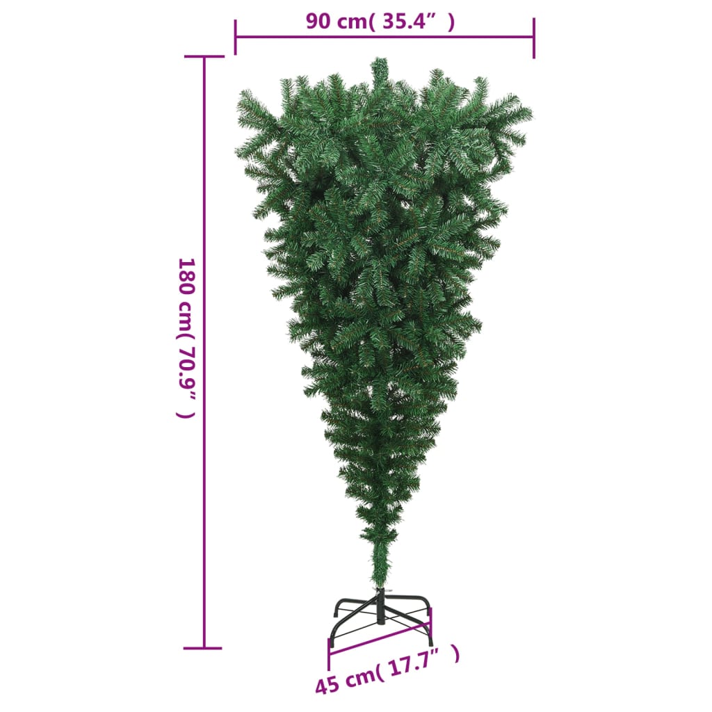 vidaXL zöld fejjel lefelé fordított műkarácsonyfa állvánnyal 180 cm