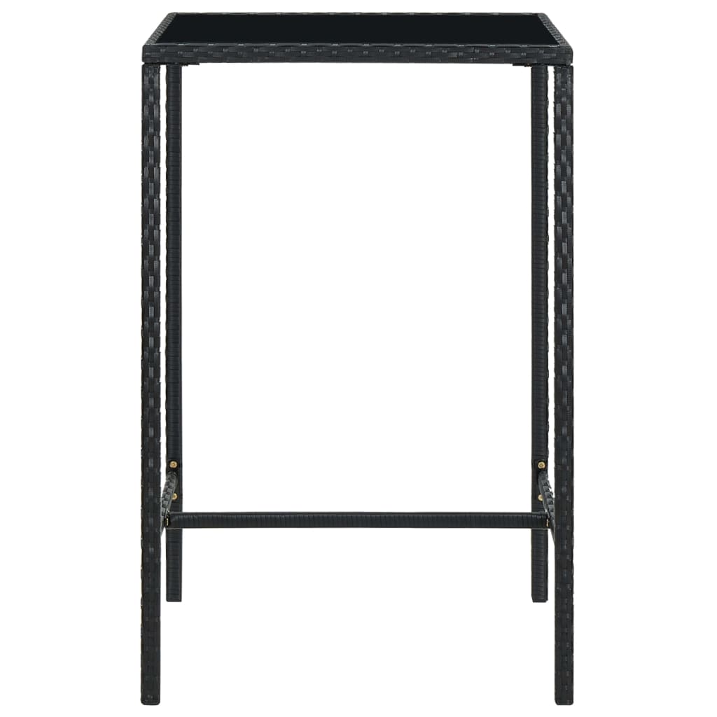 vidaXL fekete polyrattan és üveg kerti bárasztal 70 x 70 x 110 cm