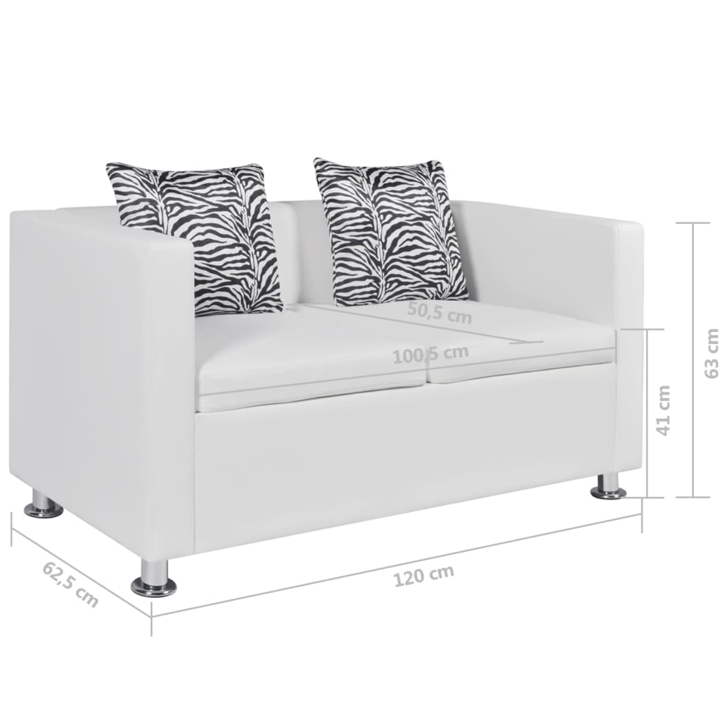 vidaXL fehér 2-személyes műbőr kanapé