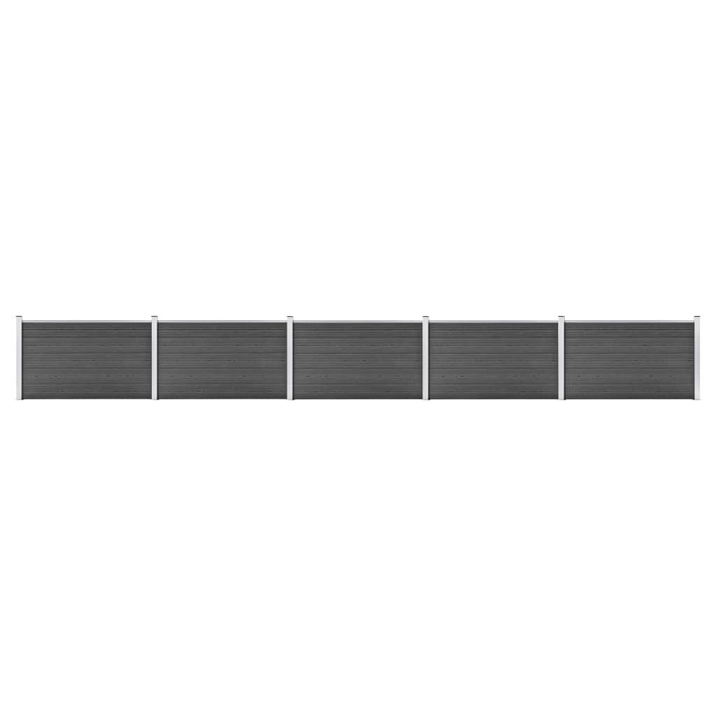 vidaXL fekete WPC kerítéspanelszett 872 x 105 cm