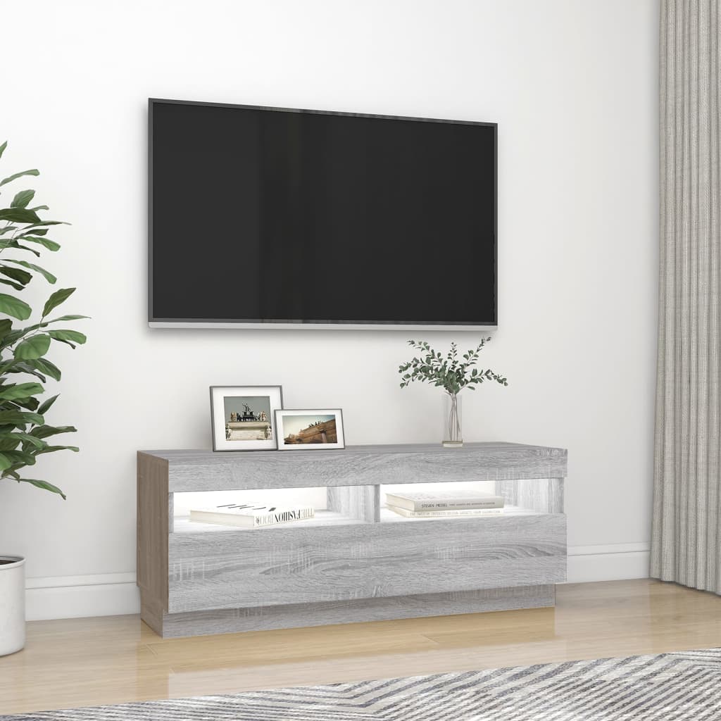 vidaXL szürke sonoma TV-szekrény LED-lámpákkal 100 x 35 x 40 cm