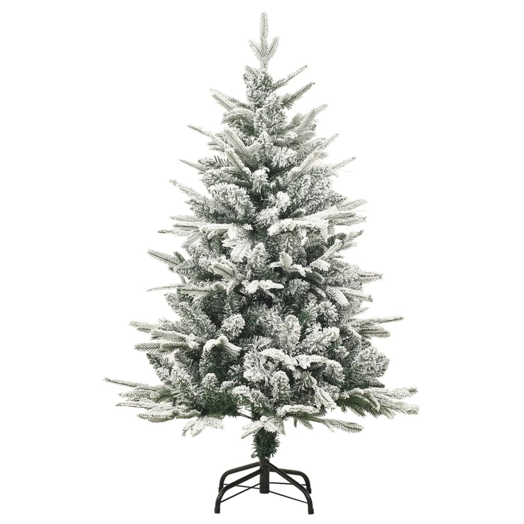vidaXL PVC és PE műkarácsonyfa LED-del/gömbszettel/hóval 120 cm