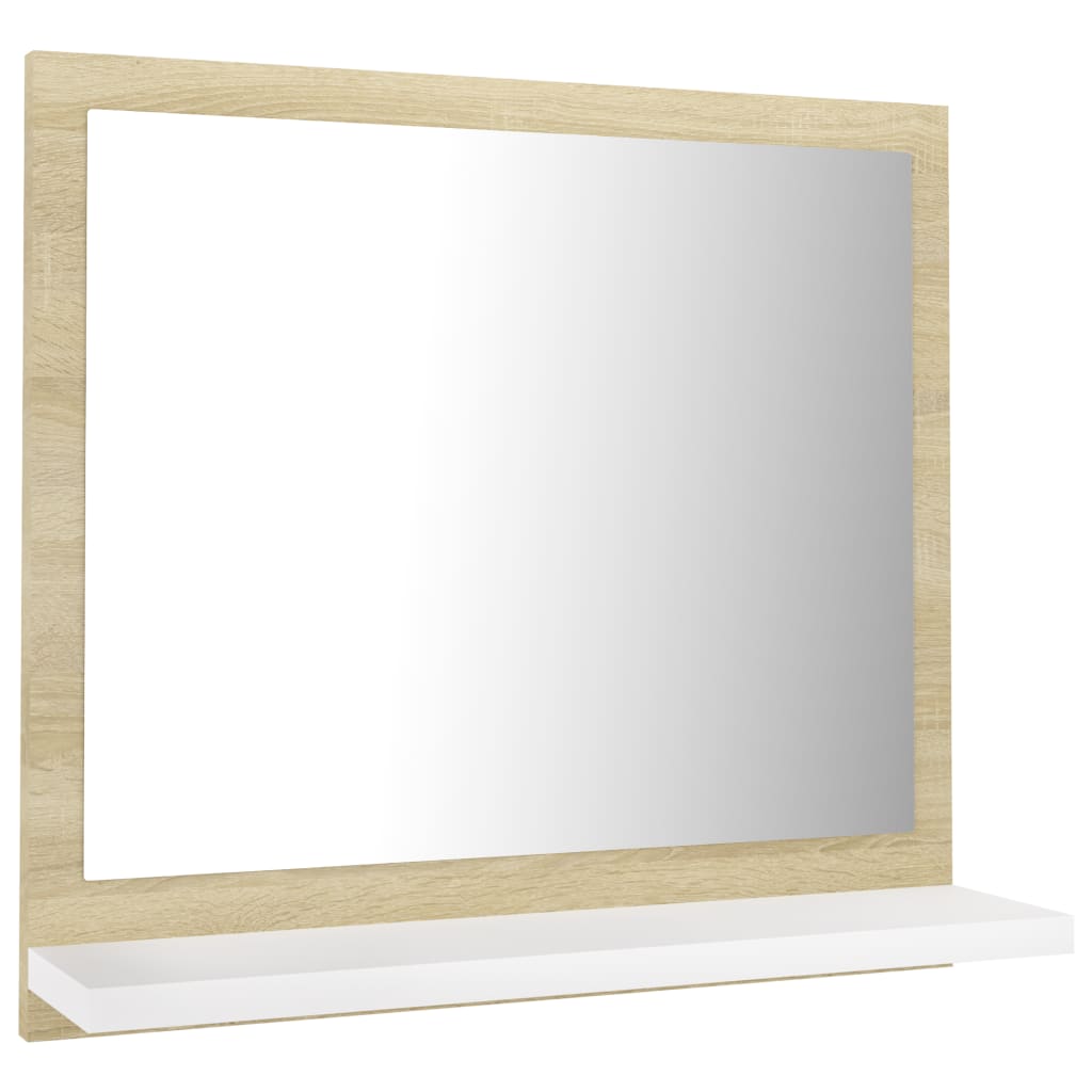 vidaXL fehér és sonoma színű forgácslap fürdőszobai tükör 40x10,5x37cm
