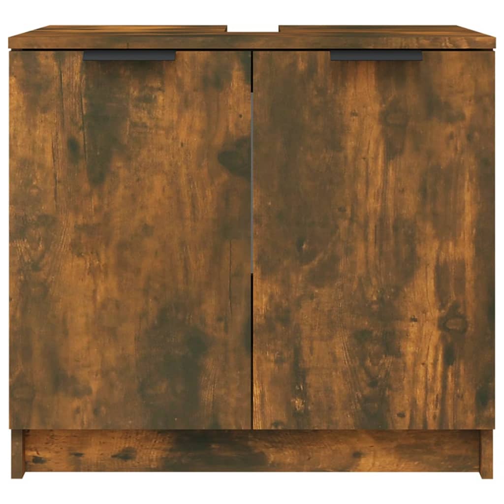 vidaXL füstös tölgyszínű szerelt fa fürdőszobaszekrény 64,5x33,5x59 cm