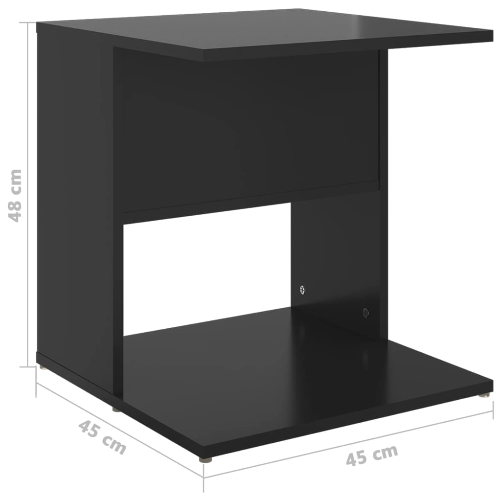 vidaXL magasfényű fekete forgácslap kisasztal 45 x 45 x 48 cm