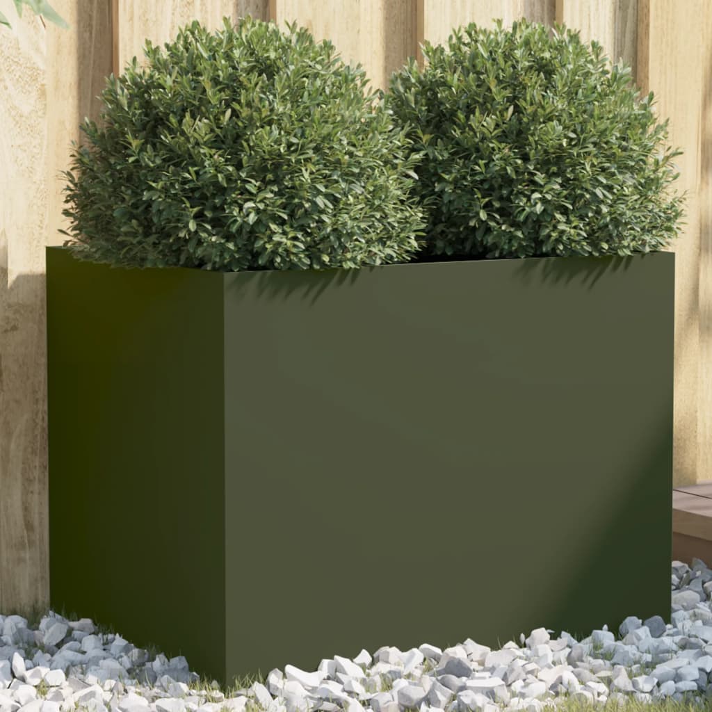 vidaXL olívazöld hidegen hengerelt acél növénytartó 62x47x46 cm