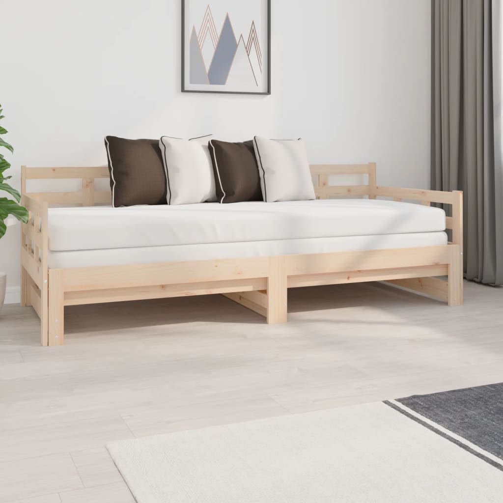 vidaXL tömör fenyőfa kihúzható kanapéágy 2 x (80 x 200) cm
