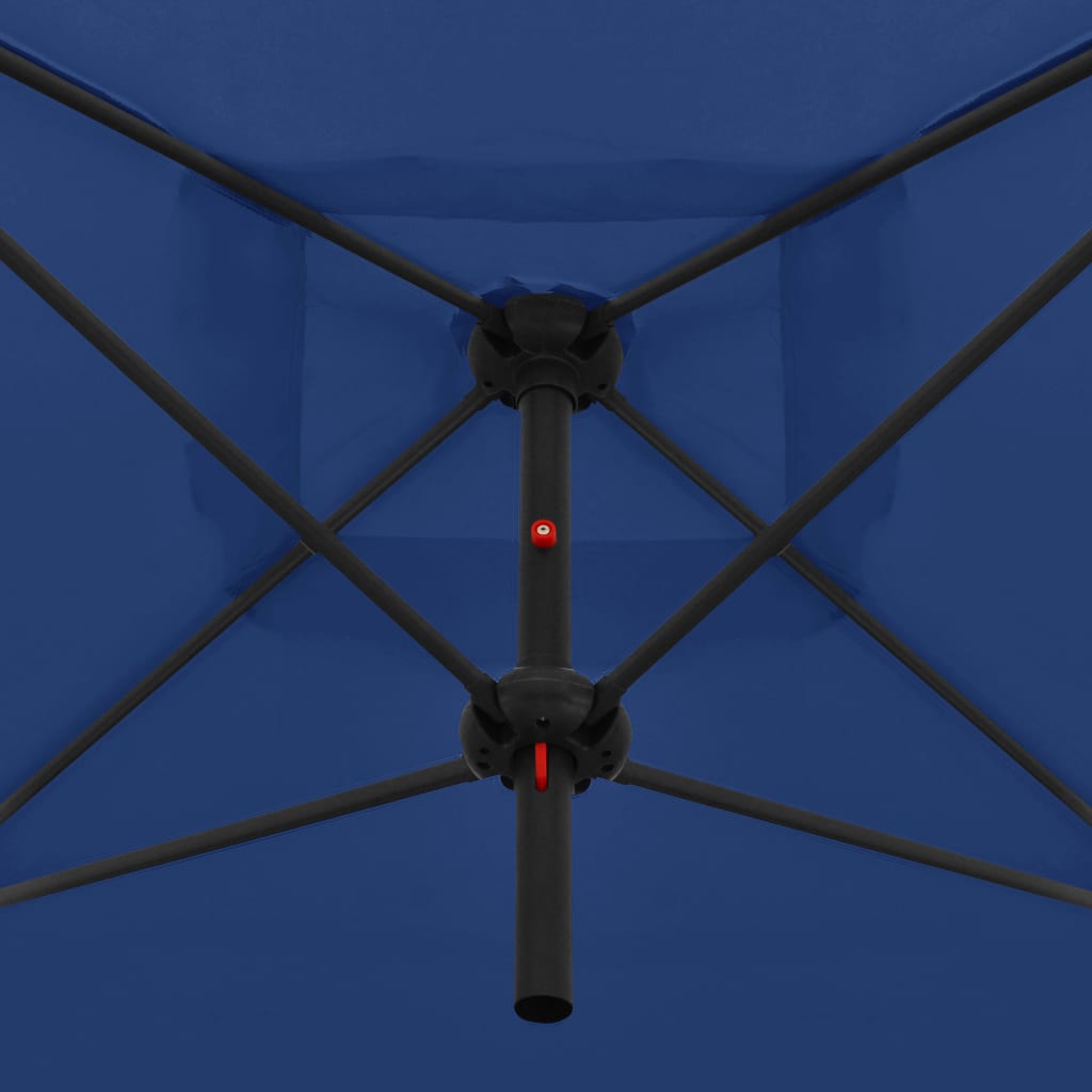 vidaXL azúrkék dupla napernyő acélrúddal 250 x 250 cm