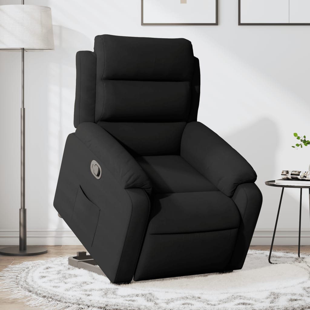 vidaXL fekete bársony felállást segítő dönthető fotel