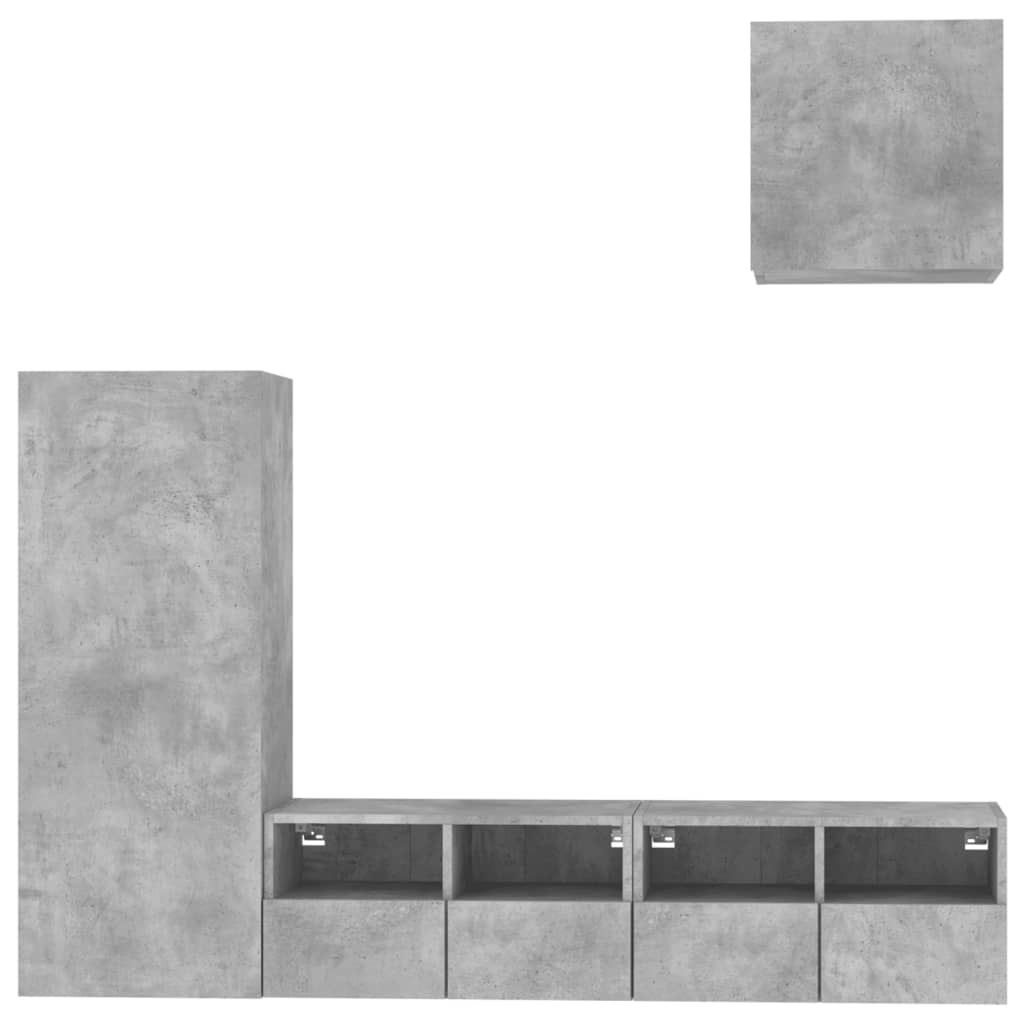 vidaXL 4 darab betonszürke szerelt fa fali TV-bútor