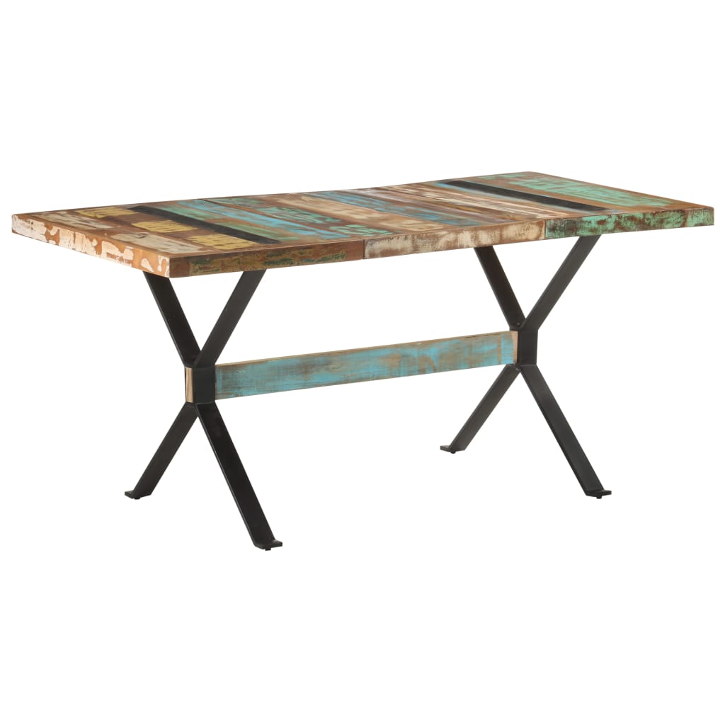 vidaXL tömör újrahasznosított fa étkezőasztal 160 x 80 x 76 cm
