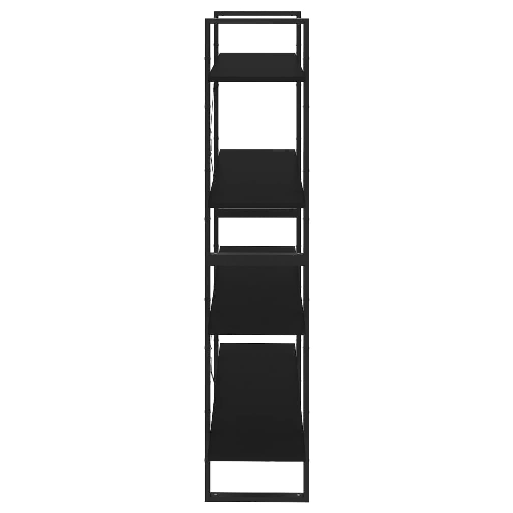 vidaXL négyszintes fekete forgácslap könyvszekrény 100 x 30 x 140 cm