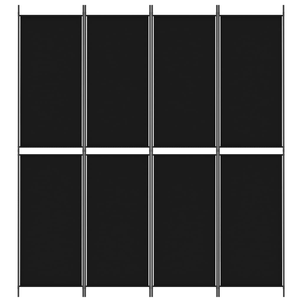 vidaXL 4 paneles fekete szövet térelválasztó 200x220 cm