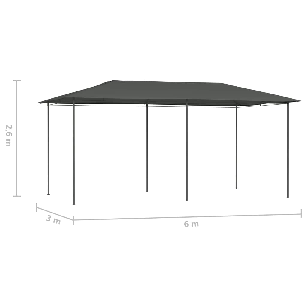 vidaXL antracitszürke pavilon 3 x 6 x 2,6 m 160 g/m²