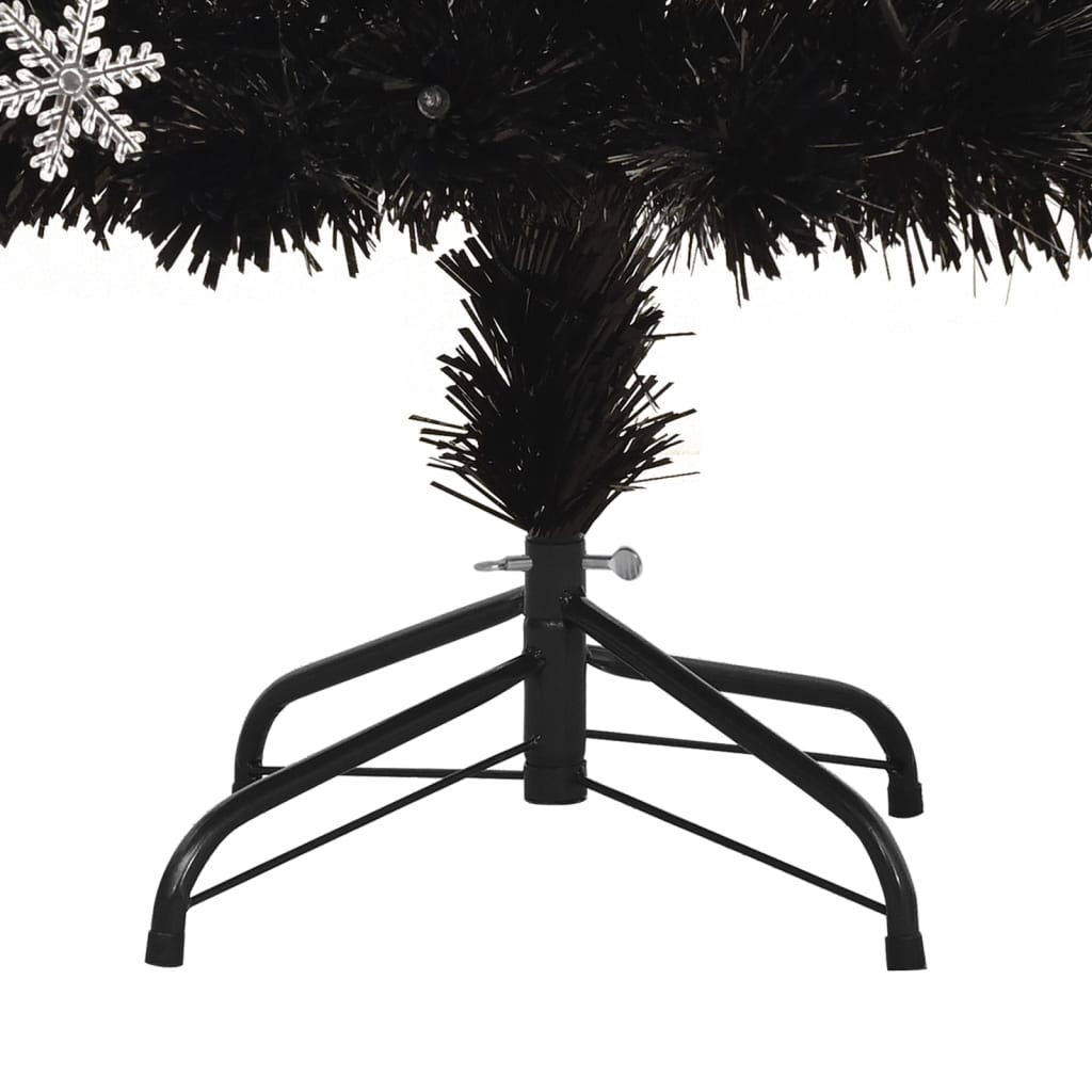 vidaXL fekete száloptikás karácsonyfa LED-es hópelyhekkel 150 cm