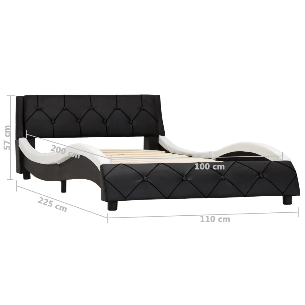 vidaXL fekete és fehér műbőr ágykeret 100 x 200 cm