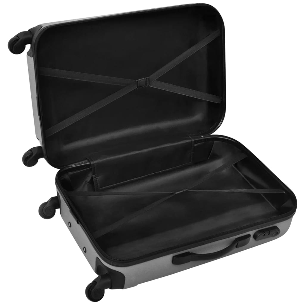 vidaXL 3 darabos ezüstszínű húzható kemény bőrönd szett 45,5/55/66 cm