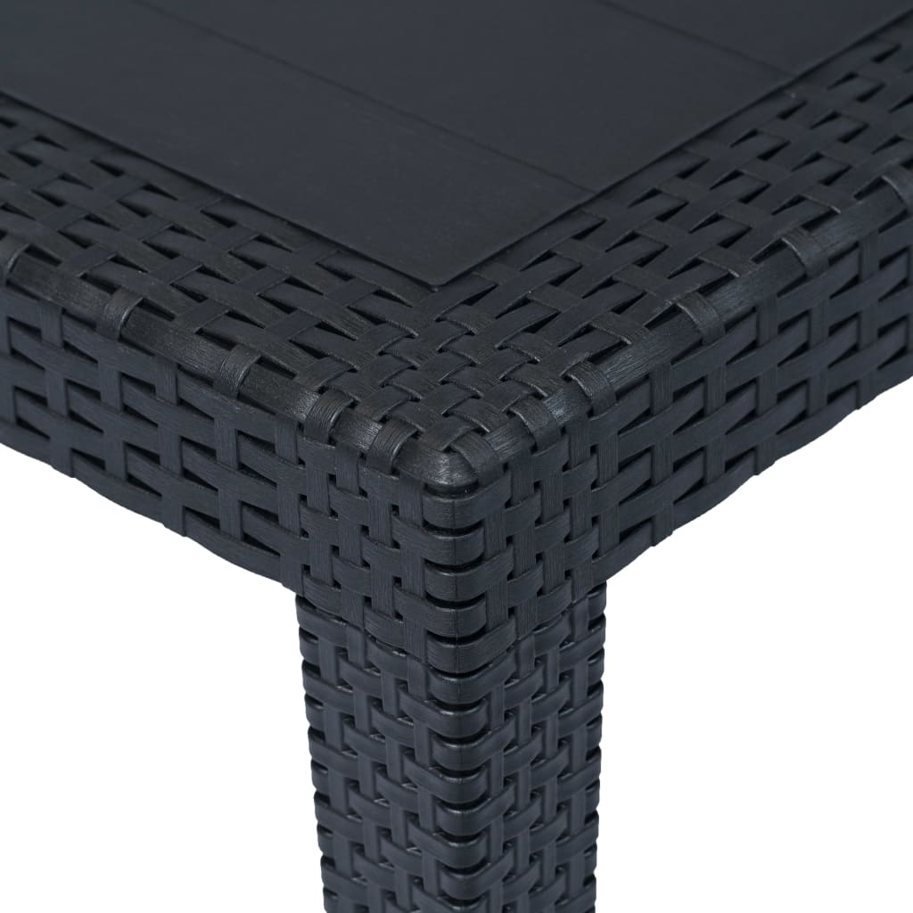 vidaXL antracit rattan hatású műanyag kerti asztal 150 x 90 x 72 cm