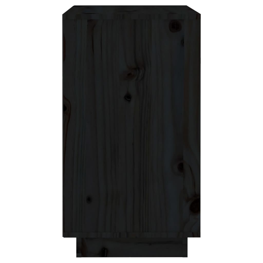 vidaXL fekete tömör fenyőfa borszekrény 55,5x34x61 cm