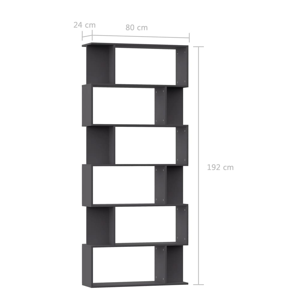 vidaXL szürke forgácslap könyvszekrény/térelválasztó 80 x 24 x 192 cm