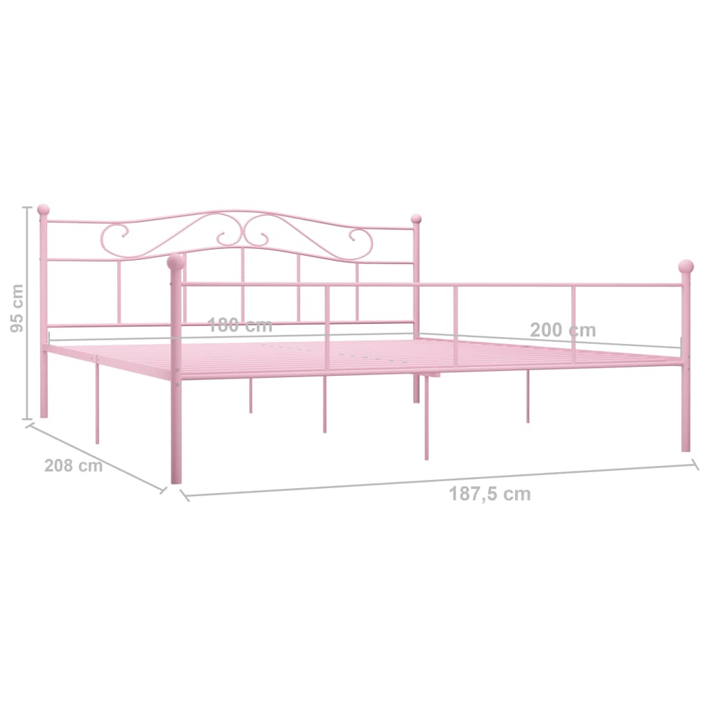 vidaXL rózsaszín fém ágykeret 180 x 200 cm
