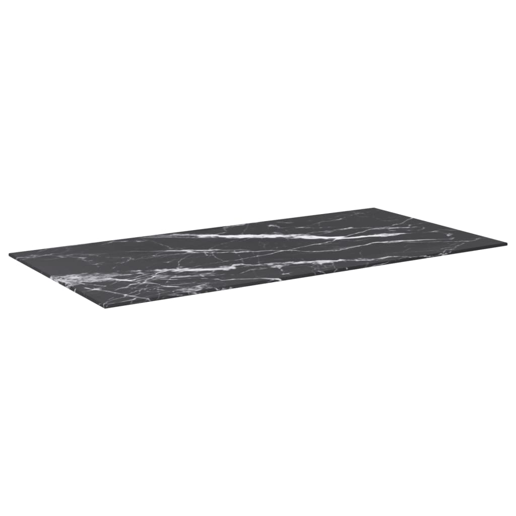 vidaXL fekete edzett üveg asztallap márványdizájnnal 100 x 50 cm 6 mm