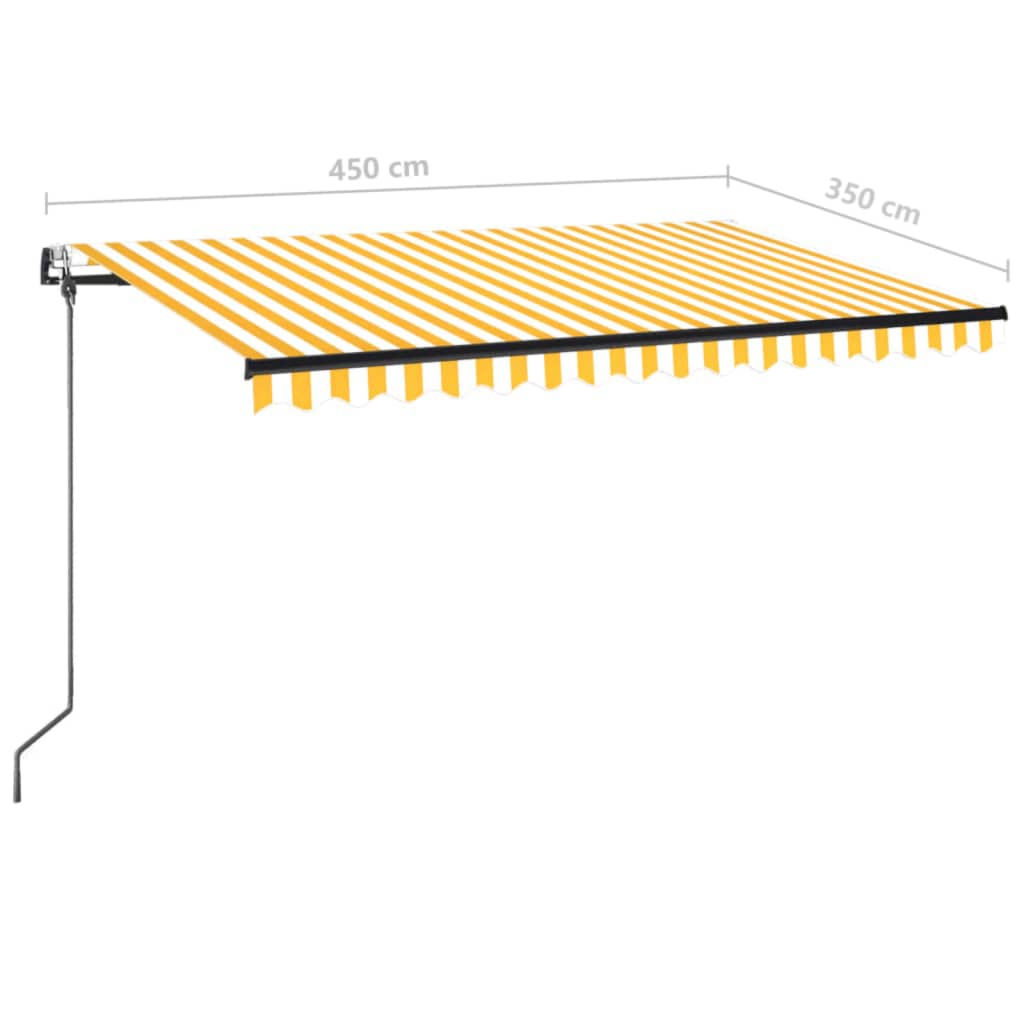 vidaXL sárga-fehér szélérzékelős és LED-es napellenző 450 x 350 cm