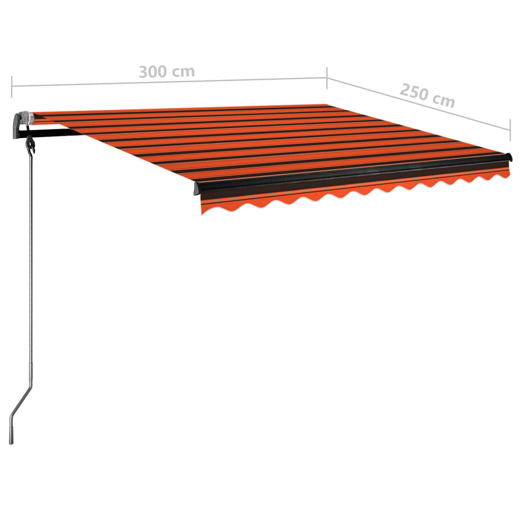 vidaXL narancs-barna kézzel kihúzható póznás napellenző 300 x 250 cm