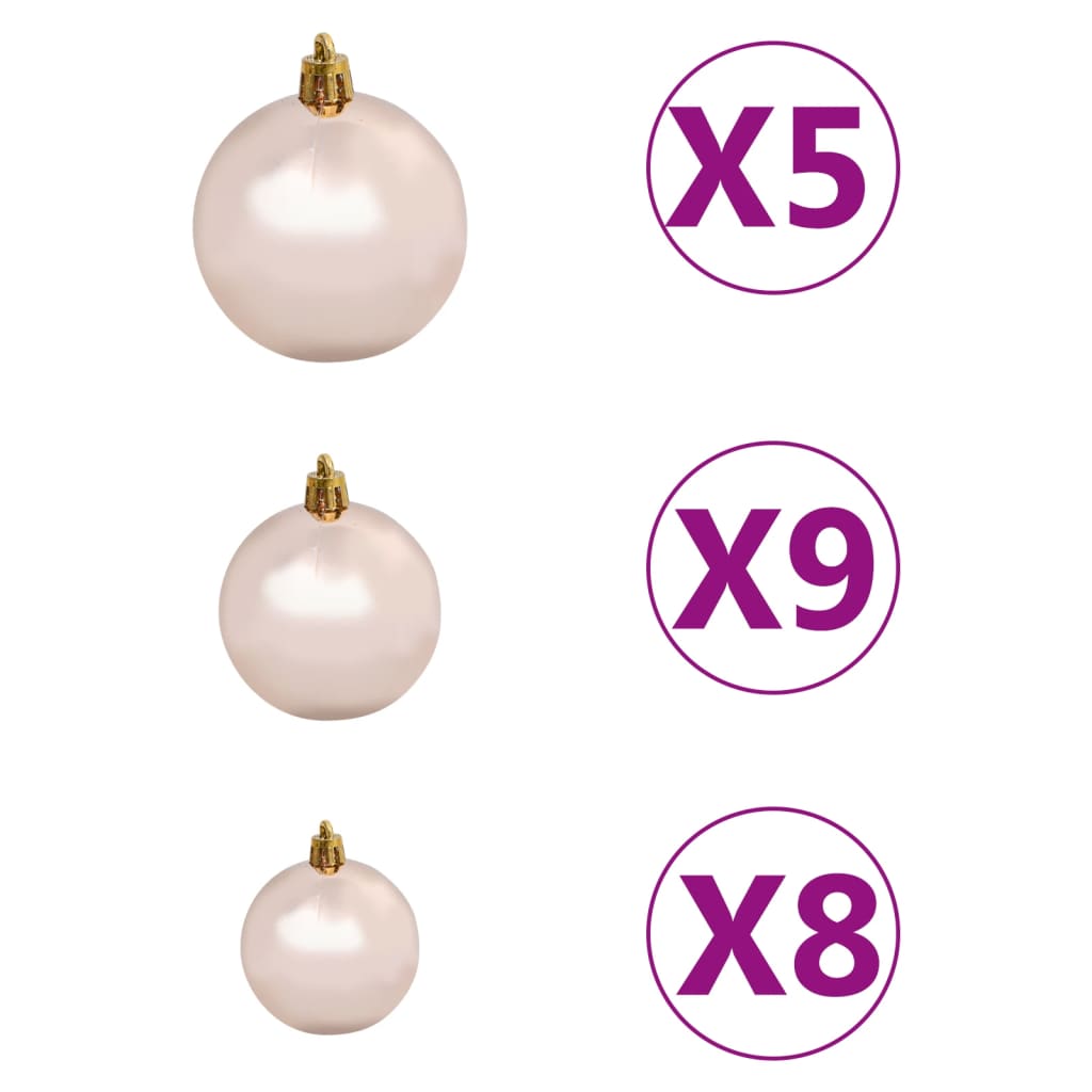 vidaXL rózsaszín PVC megvilágított műkarácsonyfa gömb szettel 120 cm