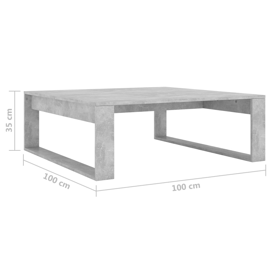 vidaXL betonszürke forgácslap dohányzóasztal 100 x 100 x 35 cm