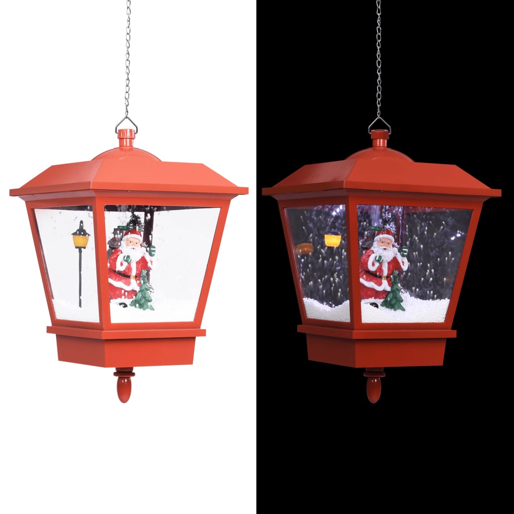 vidaXL piros karácsonyi függőlámpa LED-ekkel és Mikulással 27x27x45 cm