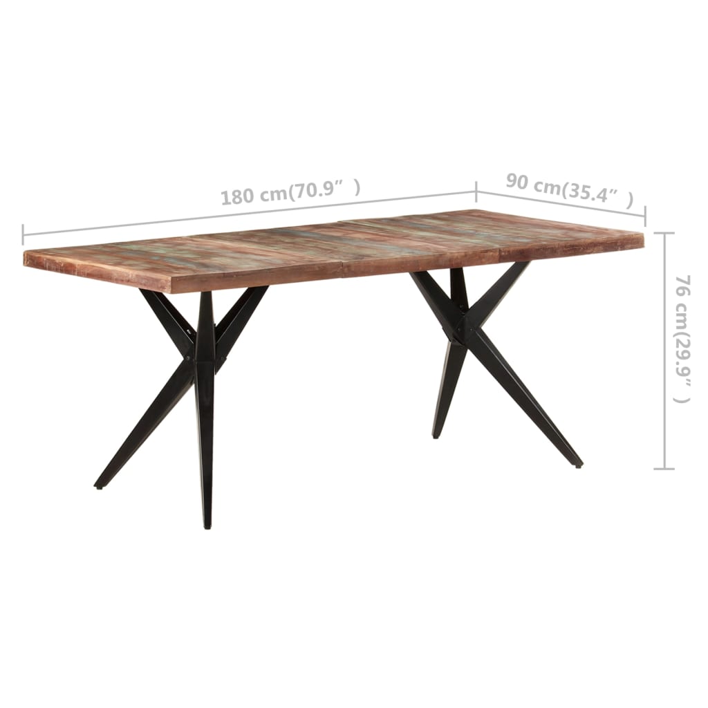 vidaXL tömör újrahasznosított fa étkezőasztal 180 x 90 x 76 cm