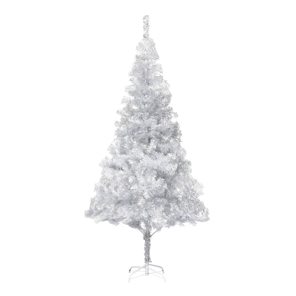 vidaXL ezüstszínű PET megvilágított műkarácsonyfa gömb szettel 180 cm