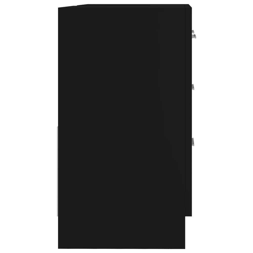 vidaXL fekete forgácslap mosdószekrény 63 x 30 x 54 cm