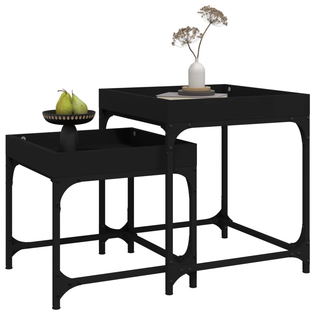 vidaXL 2 db fekete szerelt fa kisasztal