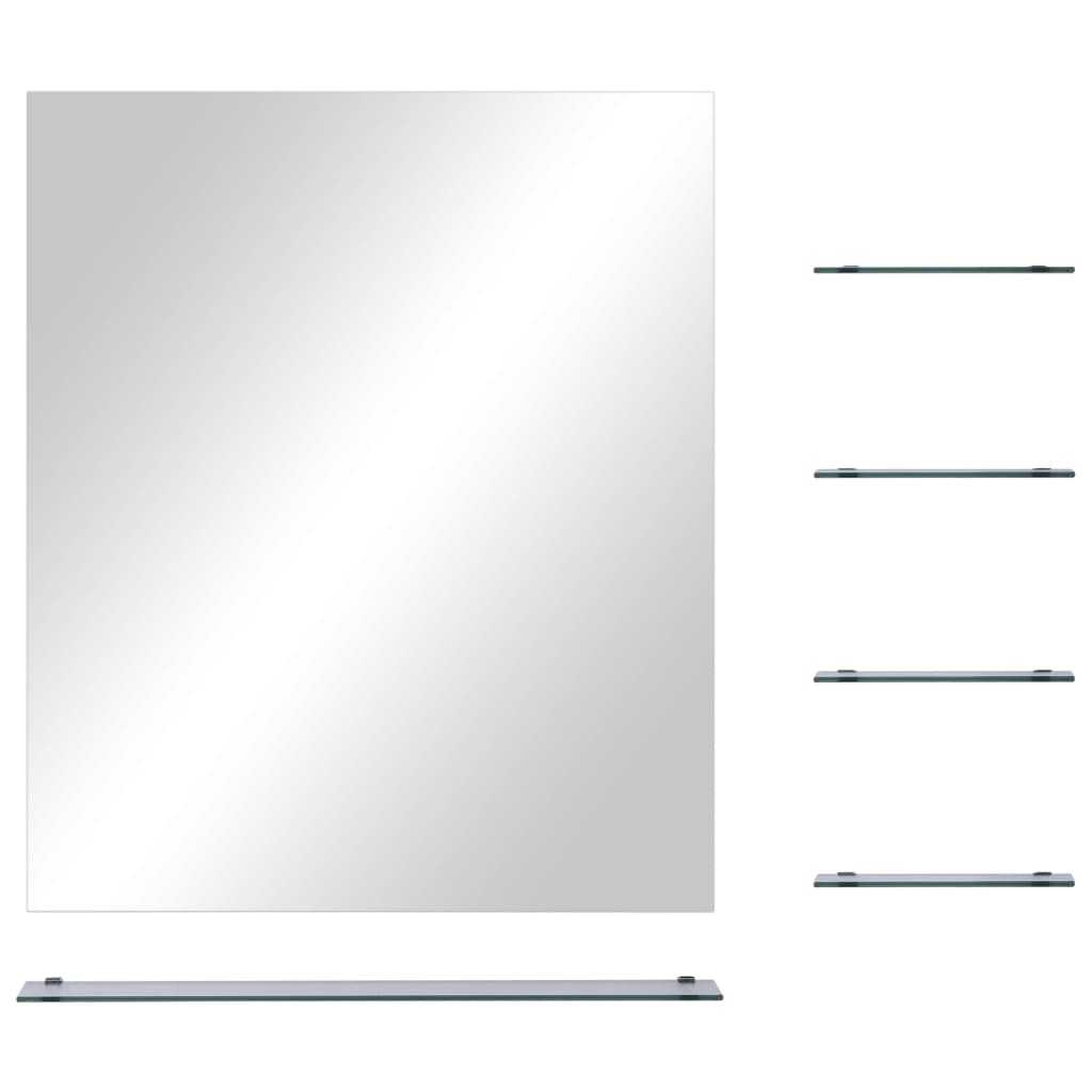 vidaXL ezüstszínű falitükör 5 polccal 50 x 60 cm