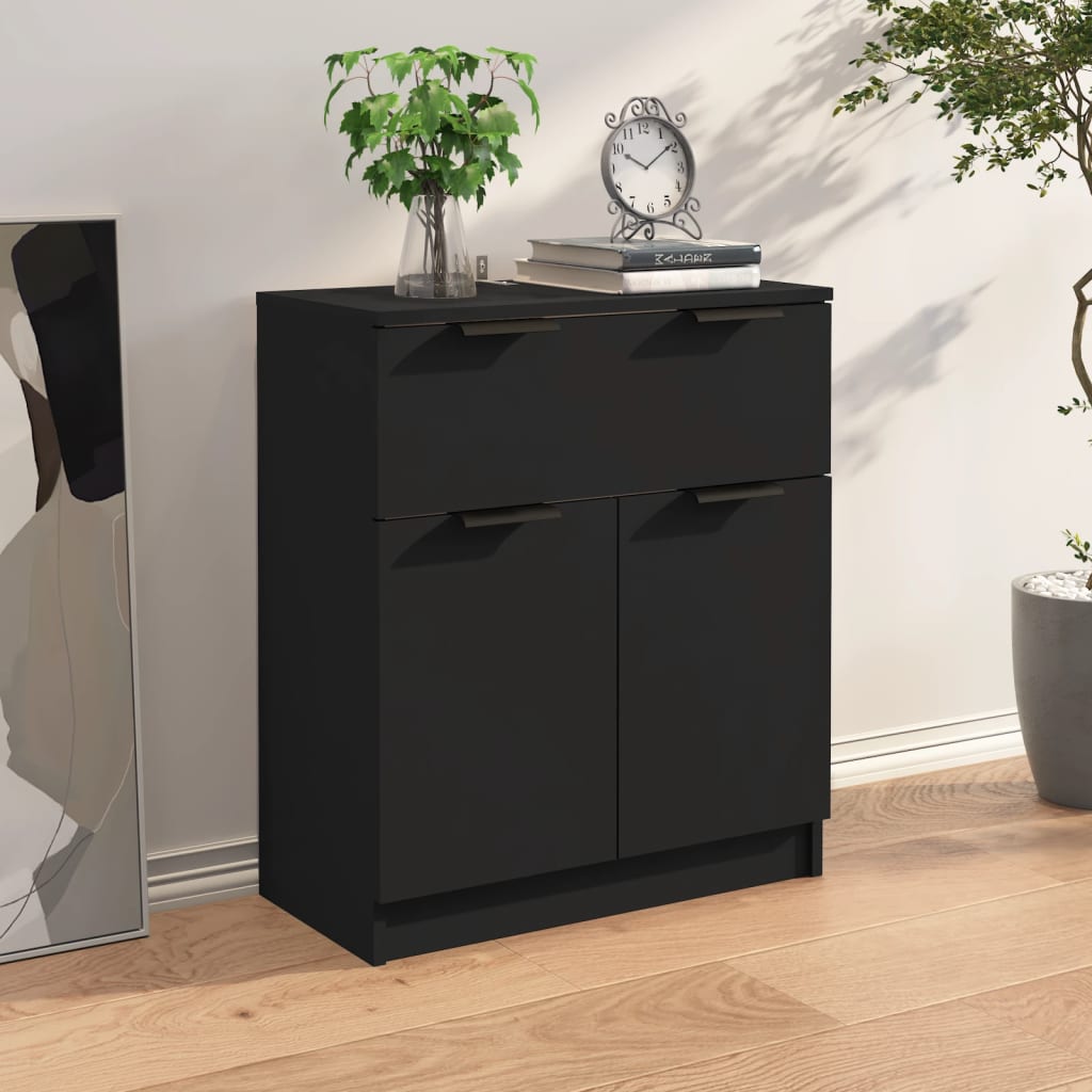 vidaXL fekete szerelt fa tálalóasztal 60 x 30 x 70 cm