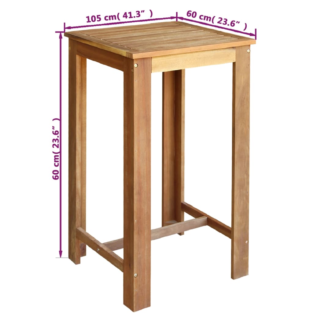 vidaXL 3 részes tömör akáciafa bárasztal és szék garnitúra
