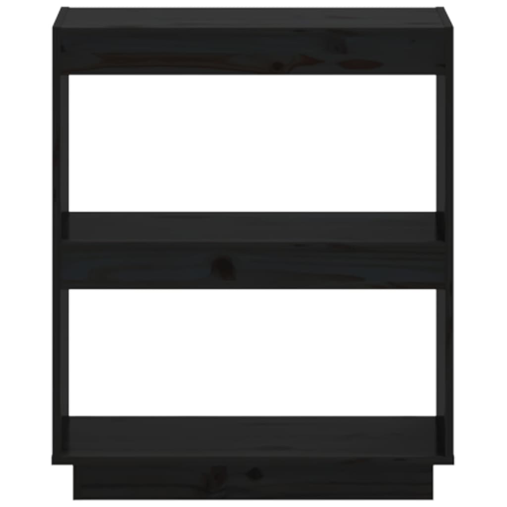 vidaXL fekete tömör fenyőfa könyvszekrény 60 x 35 x 71 cm