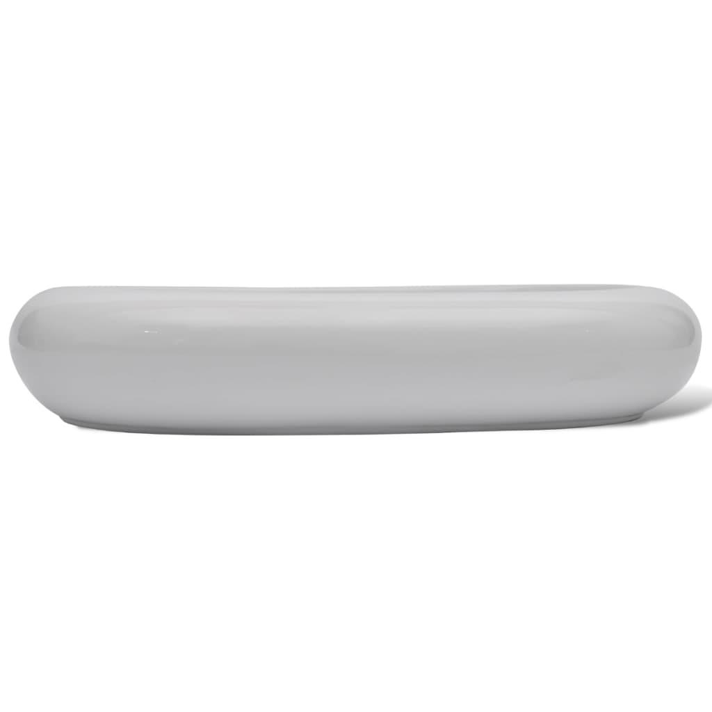 vidaXL ovális fehér fürdőszobai kerámia mosdókagyló keverőcsappal