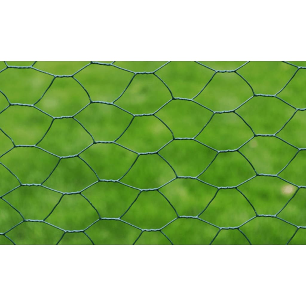 vidaXL zöld horganyzott csirkeháló drótkerítés PVC bevonattal 25x0,5 m